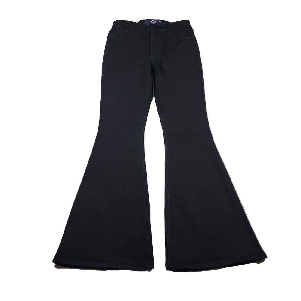 Hollister Jeans Womens 6 S W28 High Rise Flare Bootcut Stretch Black Denim Y2K